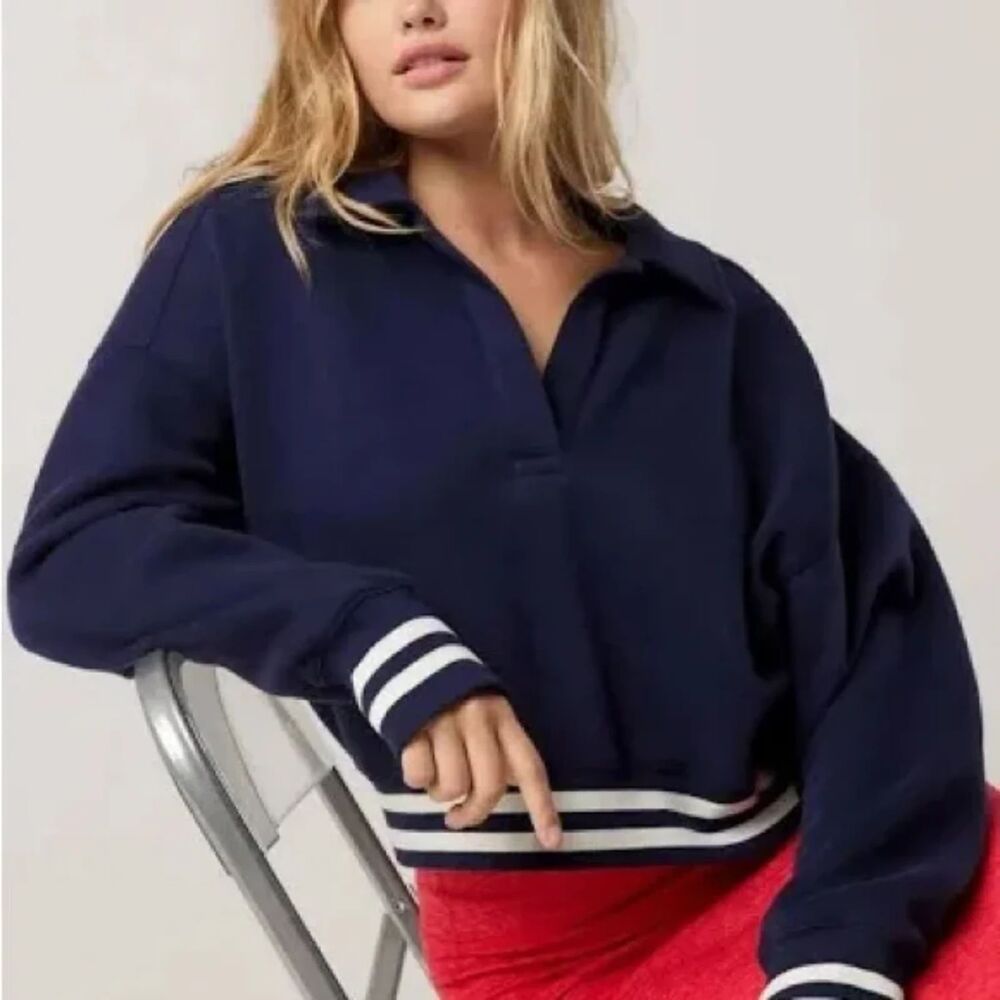 OFFLINE By Aerie Cloud Fleece Polo Sweatshirt Size Small